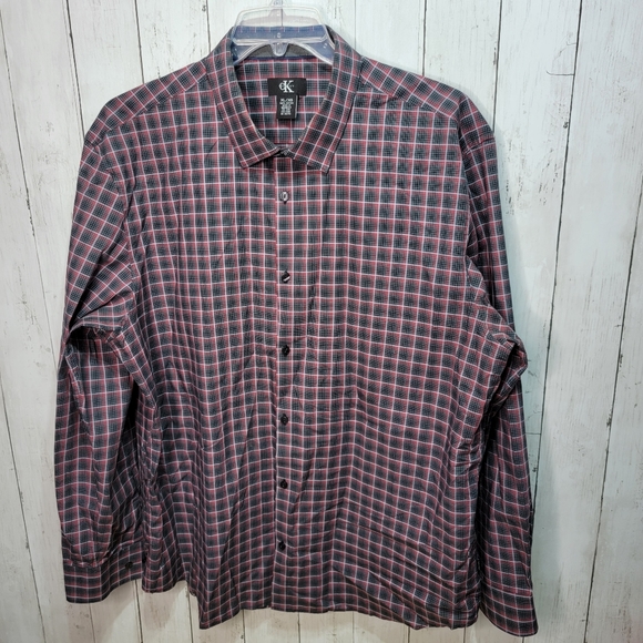 Calvin Klein Other - New! Calvin Klein Men's Black Red Plaid Button Up Cotton Shirt Size XL.